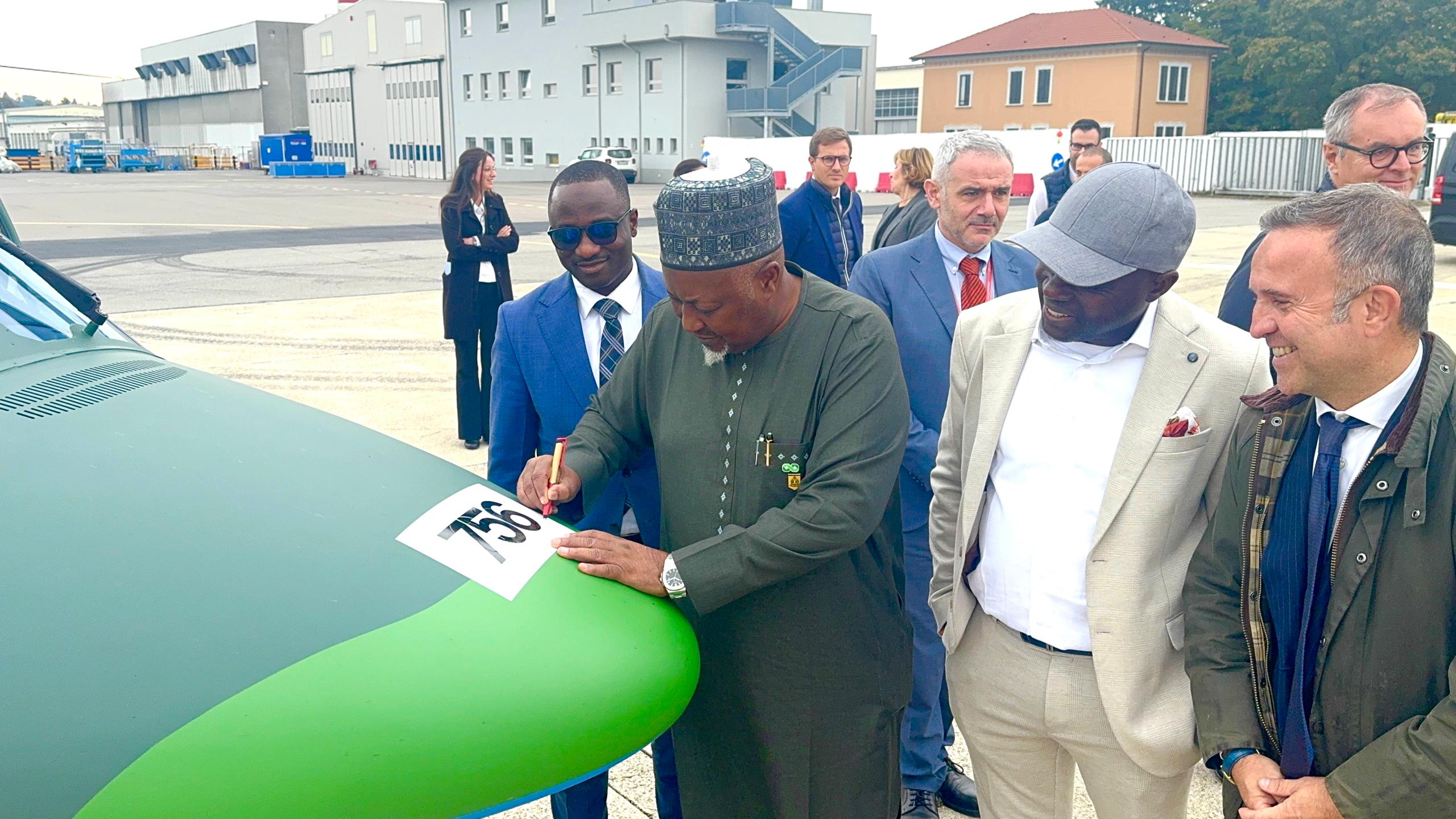 Badaru Inspects NAF Helicopter and Fighter Jet Production in Italy