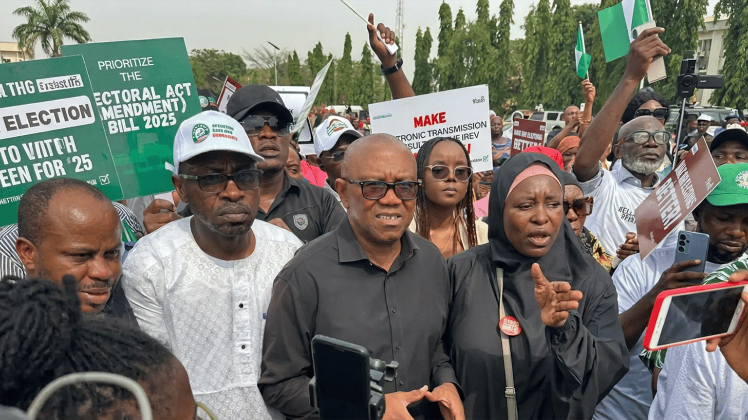 Obi leads Protesters to Demand Real-Time Transmission of Results at NASS