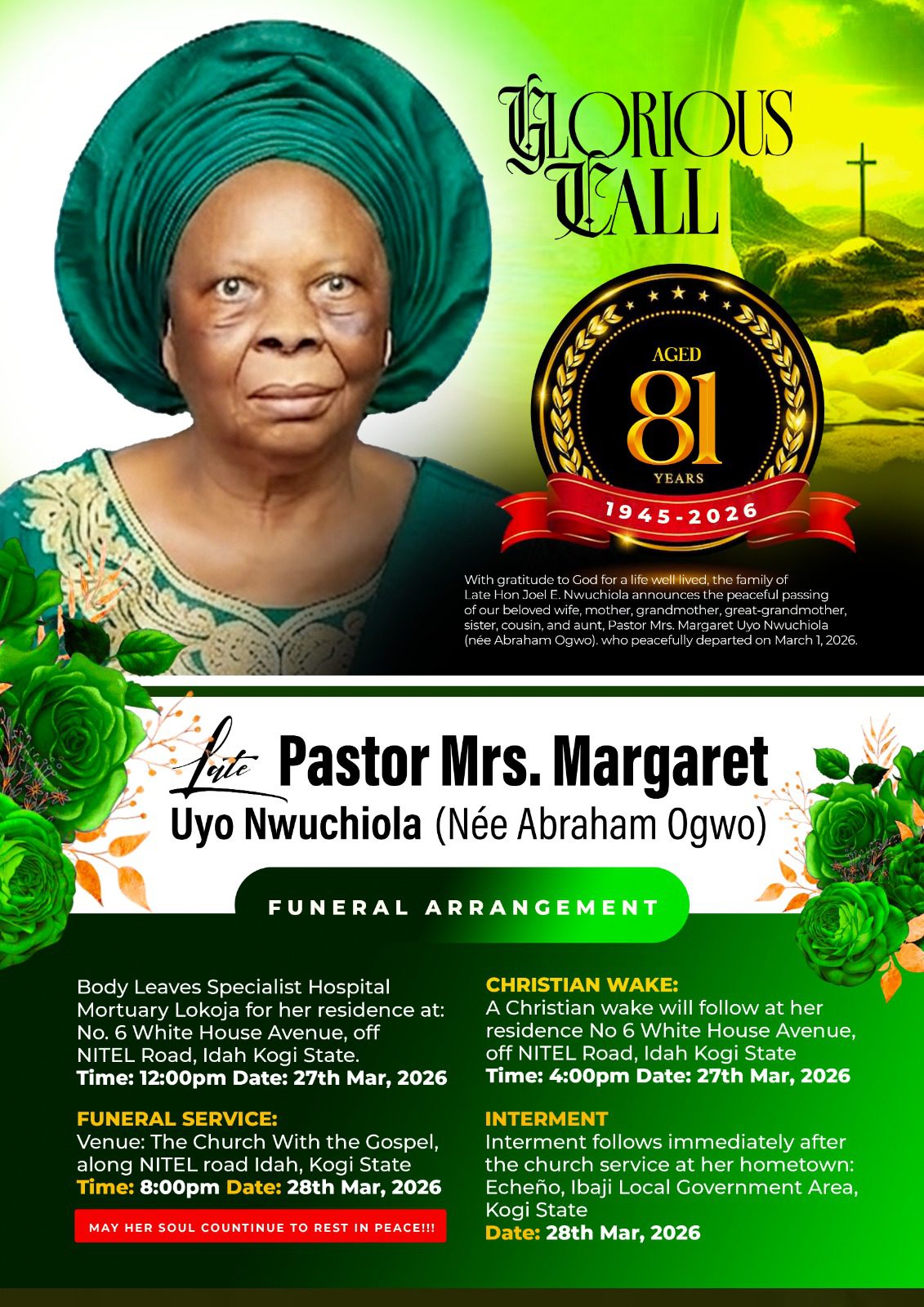 Kogi Deputy Speaker Bids Farewell to Mother, Celebrates Life of Faith, Resilience